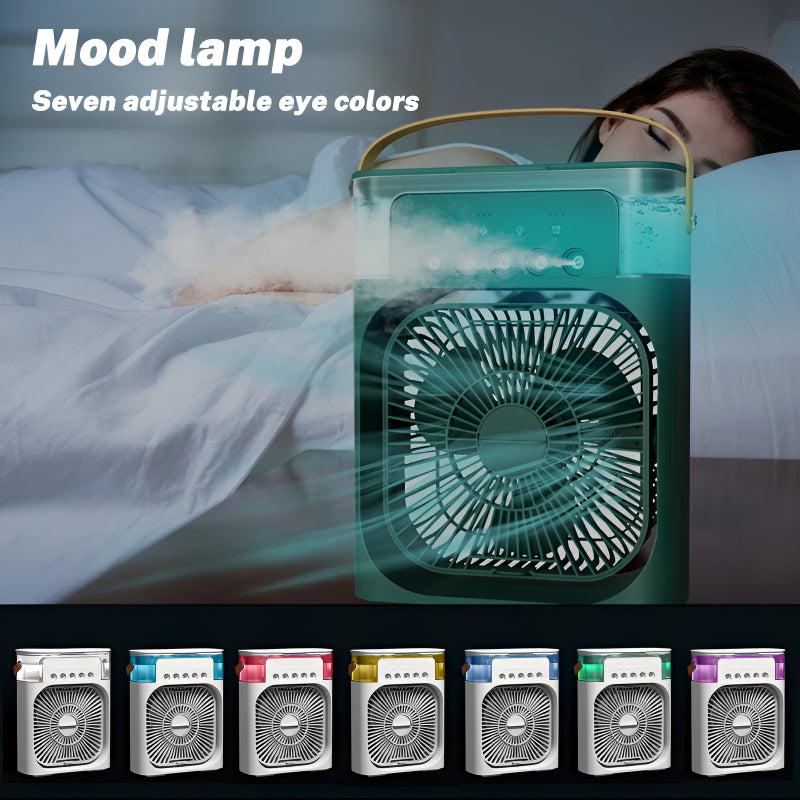 4-In-1 Multi-Function Air  Cooling  USB Fan With 7-Color Night Light...