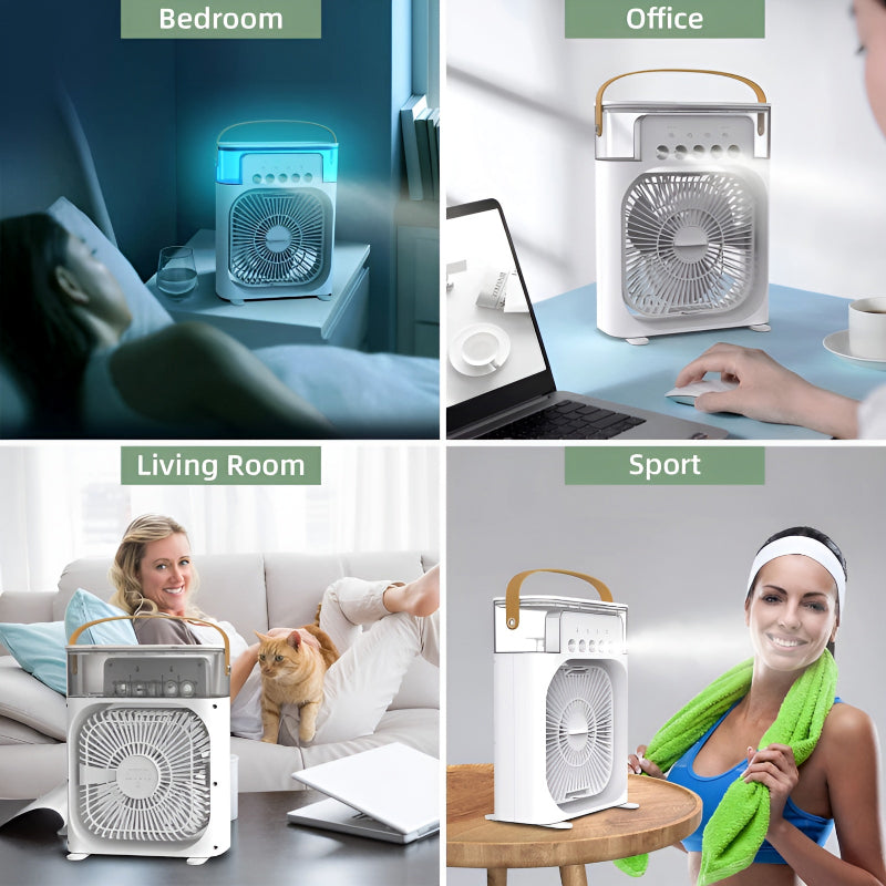 4-In-1 Multi-Function Air  Cooling  USB Fan With 7-Color Night Light...