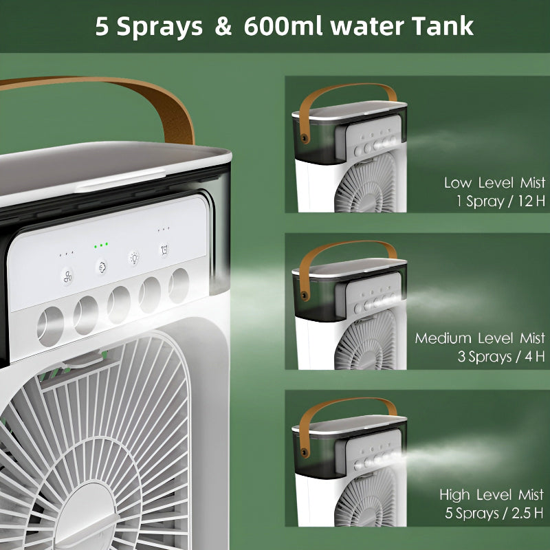 4-In-1 Multi-Function Air  Cooling  USB Fan With 7-Color Night Light...